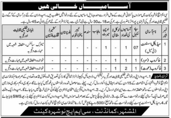Combined Military Hospital Nowshera Jobs 2022 Advertisement