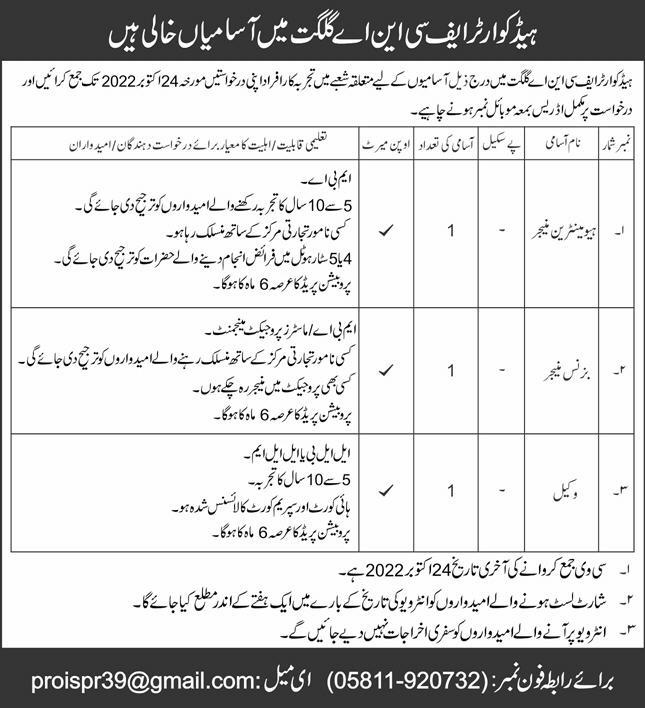 Force Command Northern Areas Gilgit Jobs 2022 Advertisement