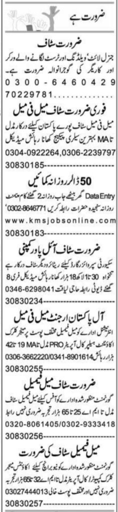 General Worker and Data Entry Operator Jobs 2022 Advertisement