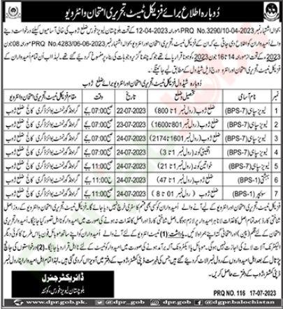 Balochistan Levies Force Jobs 2023 Advertisement